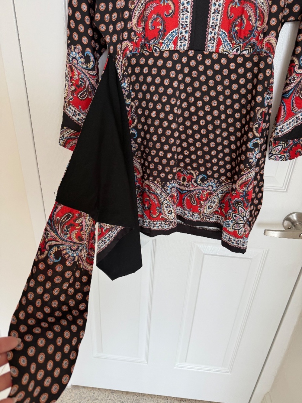 Zara Paisley Wrap Dress Small Boho Mini Dress Long Sleeve Zimmermann Inspired - Picture 10 of 11